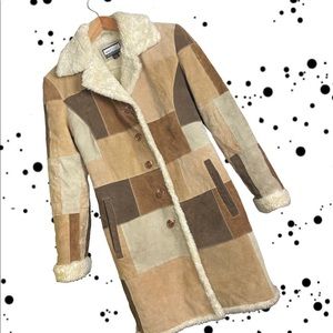 y2k does 70s Penny Lane Leather Patchwork Coat